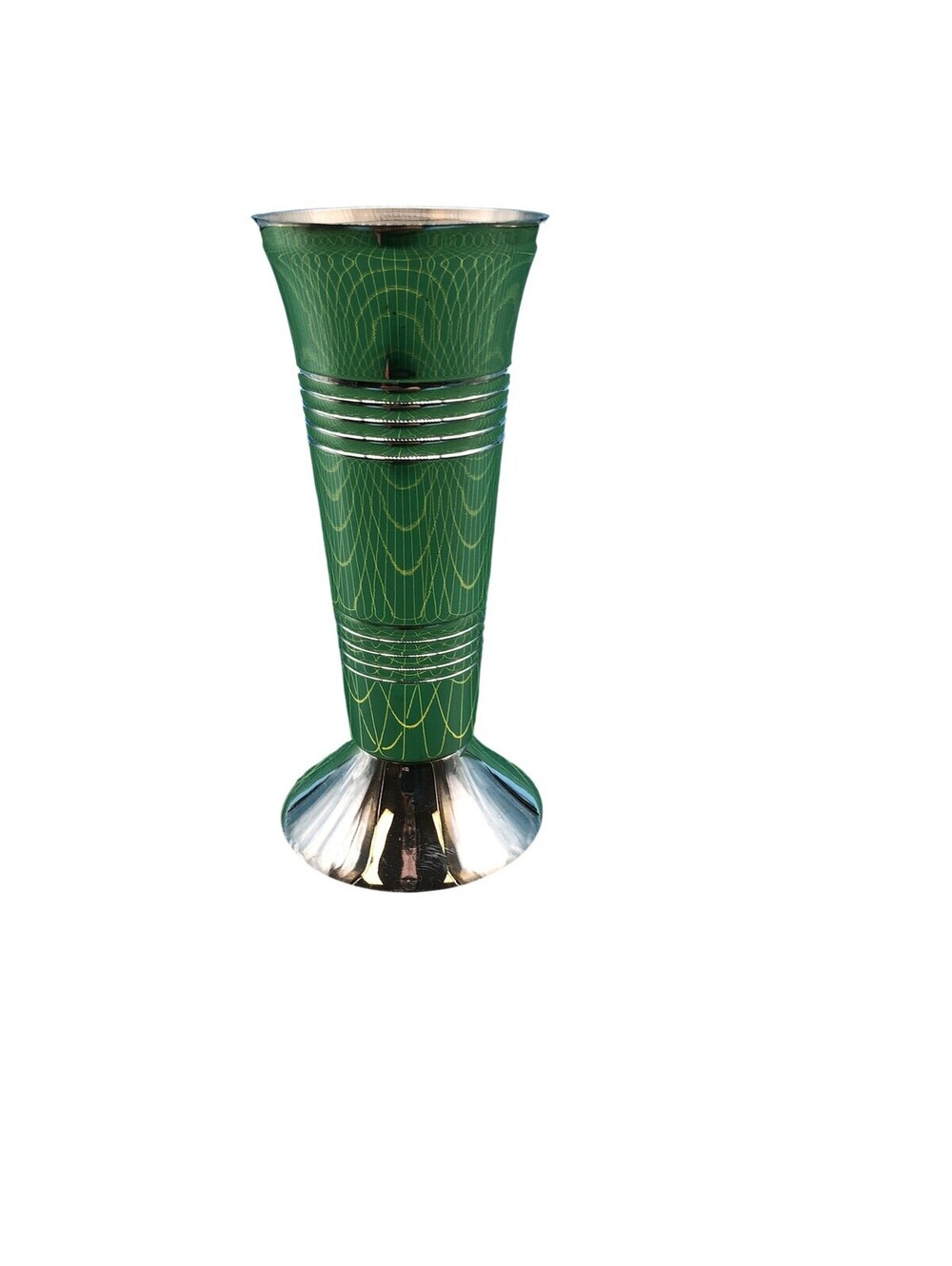Two's Company Metal Bud Vase Silver Trumpet Etched Modern Decorative Home Decor